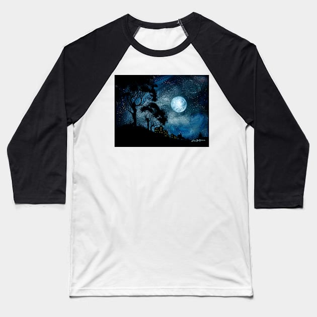Moon Lament Baseball T-Shirt by cheriedirksen